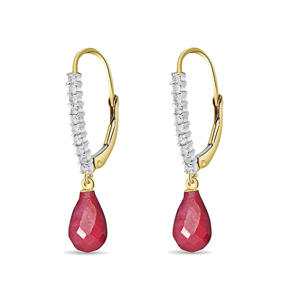6.9 Carat 14K Solid Yellow Gold Louiseanne Ruby Diamond Earrings