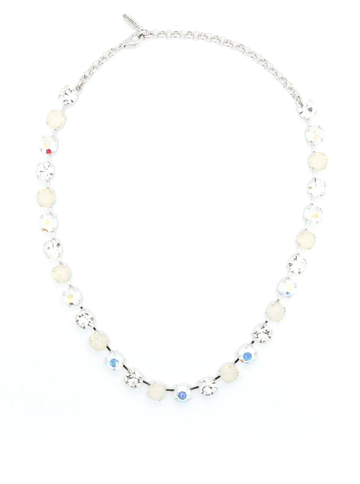 Absolute White Opal Stud Necklace, Silver