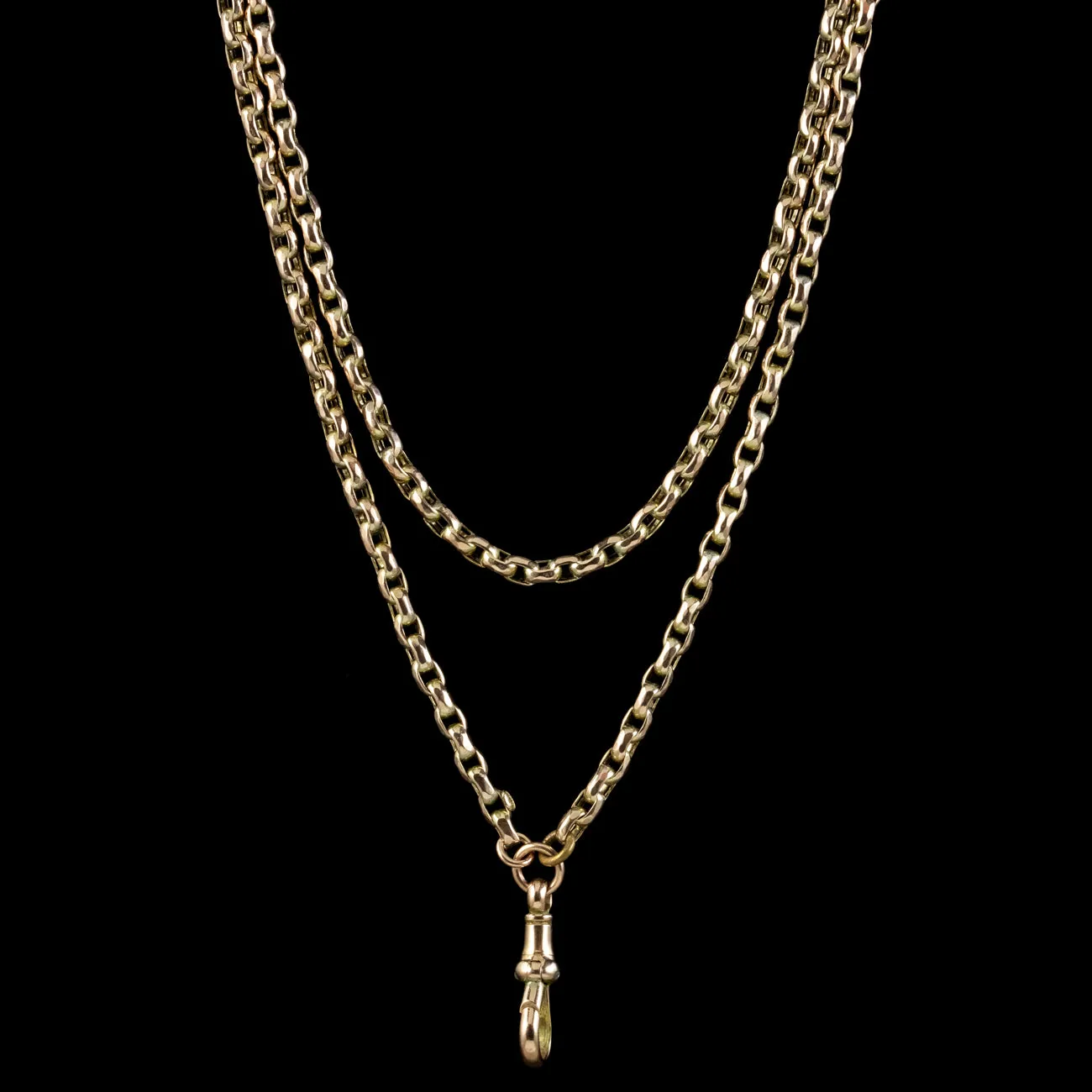 Antique Victorian Guard Chain Necklace 9ct Gold Circa 1900