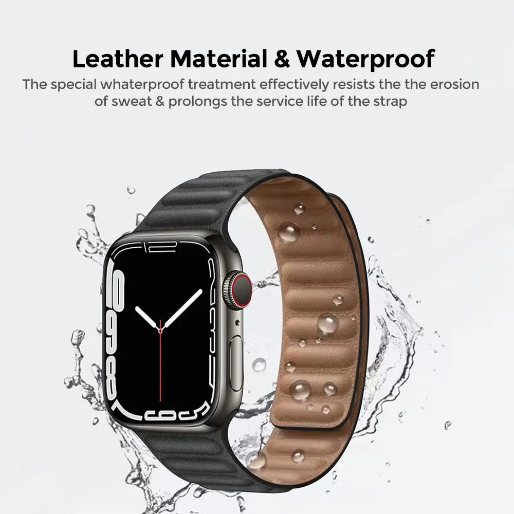 Apple Watch Ultra 49mm / 45mm / 44mm / 42mm | Leather Magnetic Loop Watch Band Strap | Brown