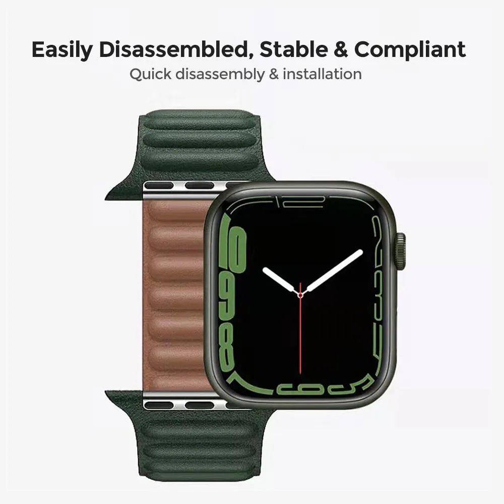 Apple Watch Ultra 49mm / 45mm / 44mm / 42mm | Leather Magnetic Loop Watch Band Strap | Brown
