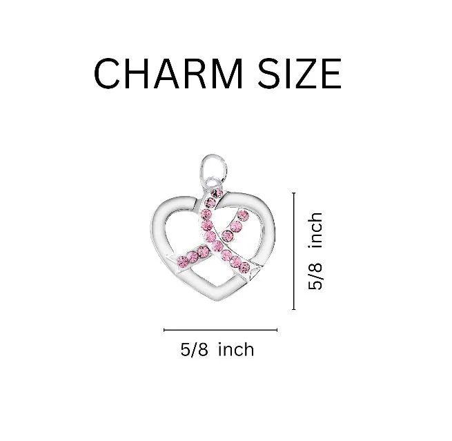 Breast Cancer Pink Crystal Ribbon Beaded Bracelets
