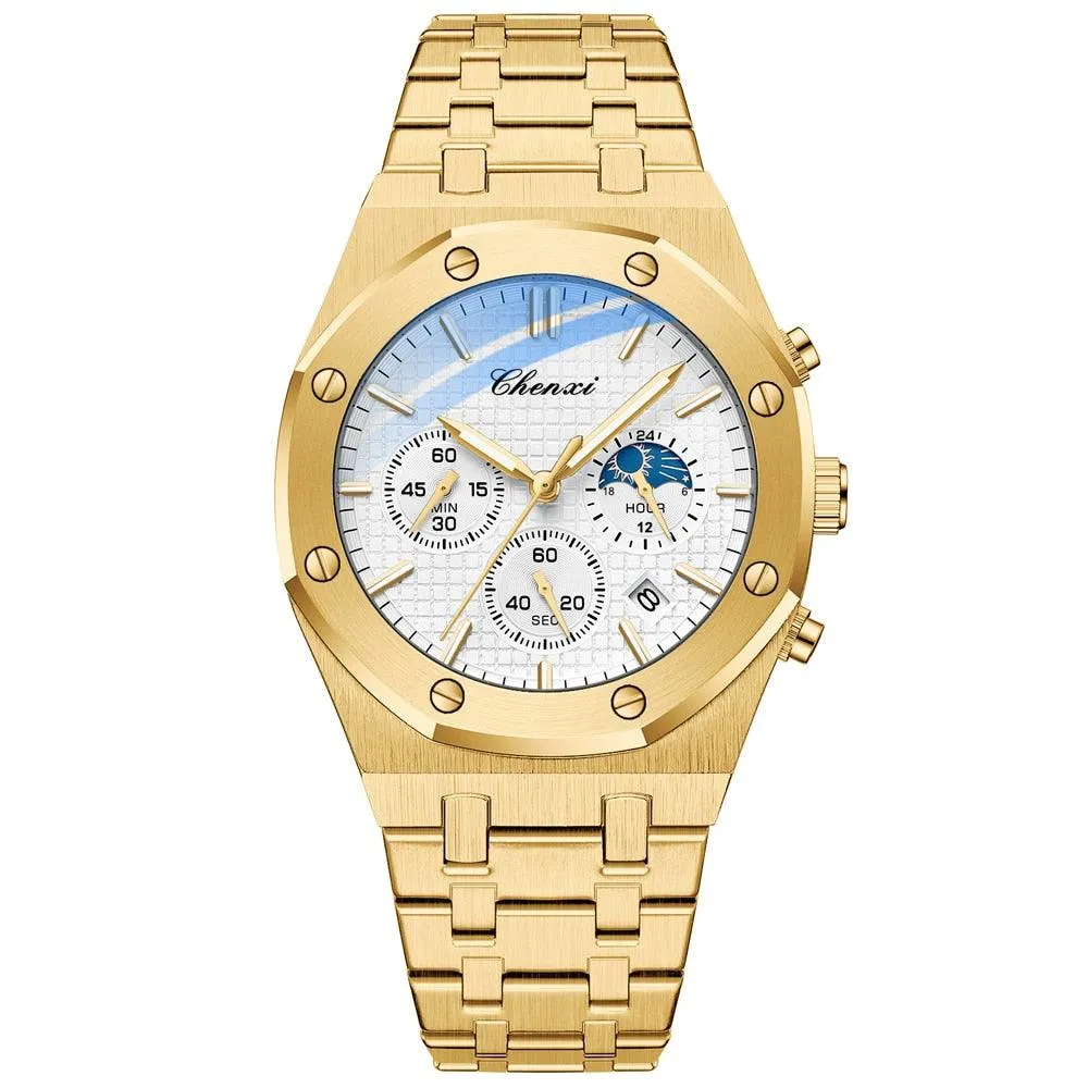 CHENXI Fashion Business Mens Watches Top Luxury Brand Quartz Watch Men Stainless Steel Waterproof Wristwatch Relogio Masculino