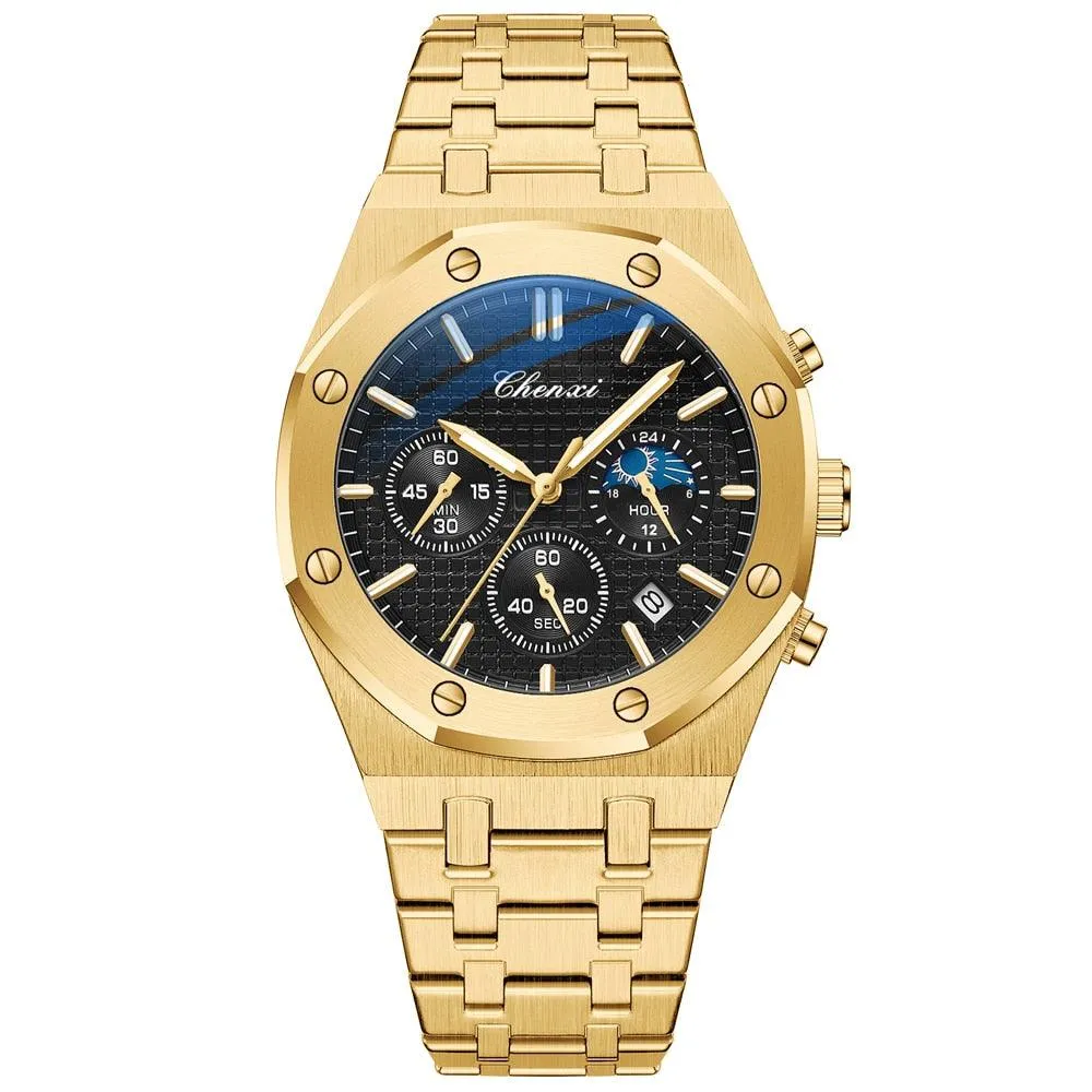 CHENXI Fashion Business Mens Watches Top Luxury Brand Quartz Watch Men Stainless Steel Waterproof Wristwatch Relogio Masculino