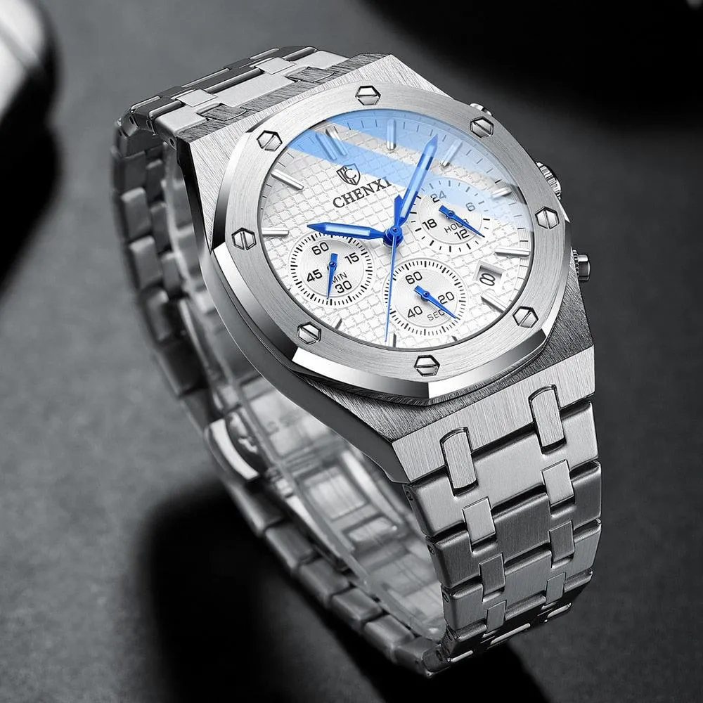 CHENXI Fashion Business Mens Watches Top Luxury Brand Quartz Watch Men Stainless Steel Waterproof Wristwatch Relogio Masculino