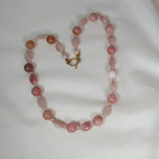 Classic Pink Opal Bead Necklace
