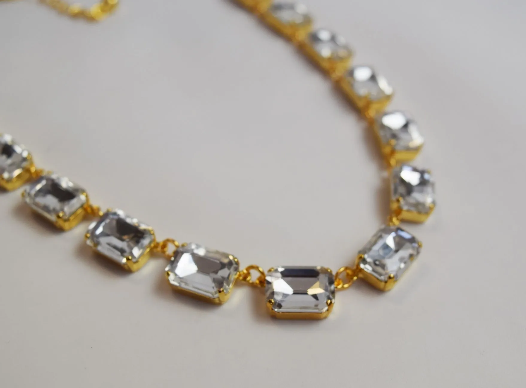 Clear Crystal Aurora Collet Necklace - Medium Octagon