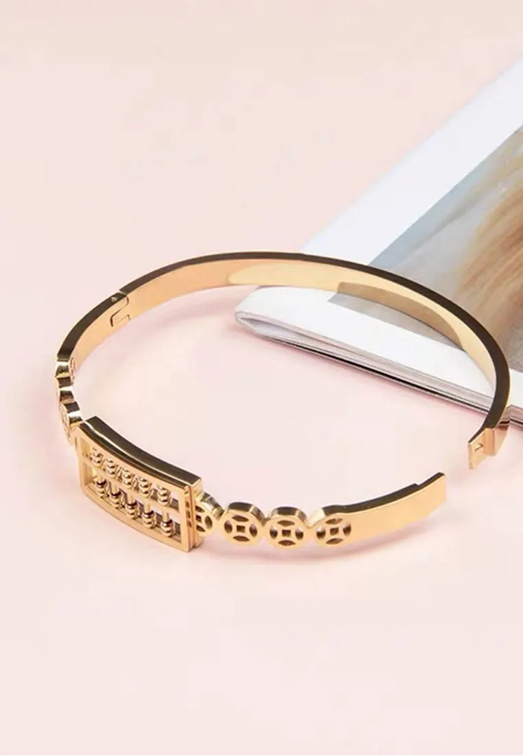 Fortune Abacus and Coin with Closed Hinged Bangle