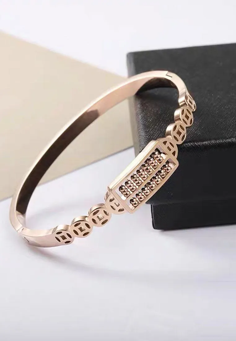 Fortune Abacus and Coin with Closed Hinged Bangle