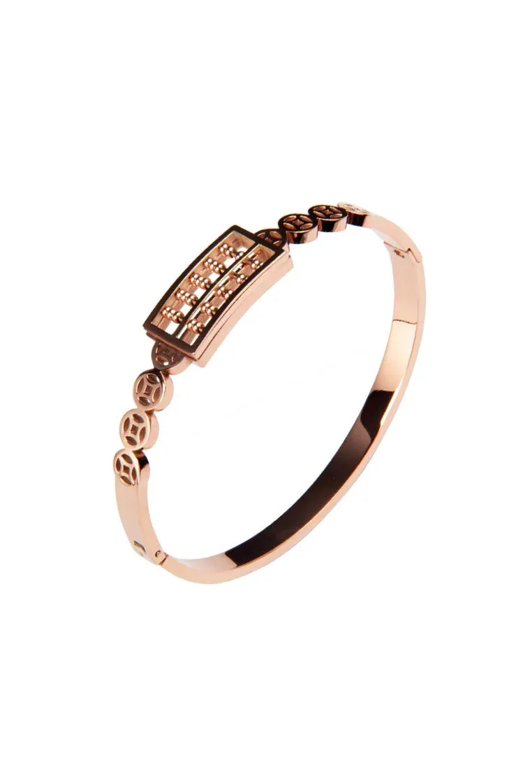 Fortune Abacus and Coin with Closed Hinged Bangle