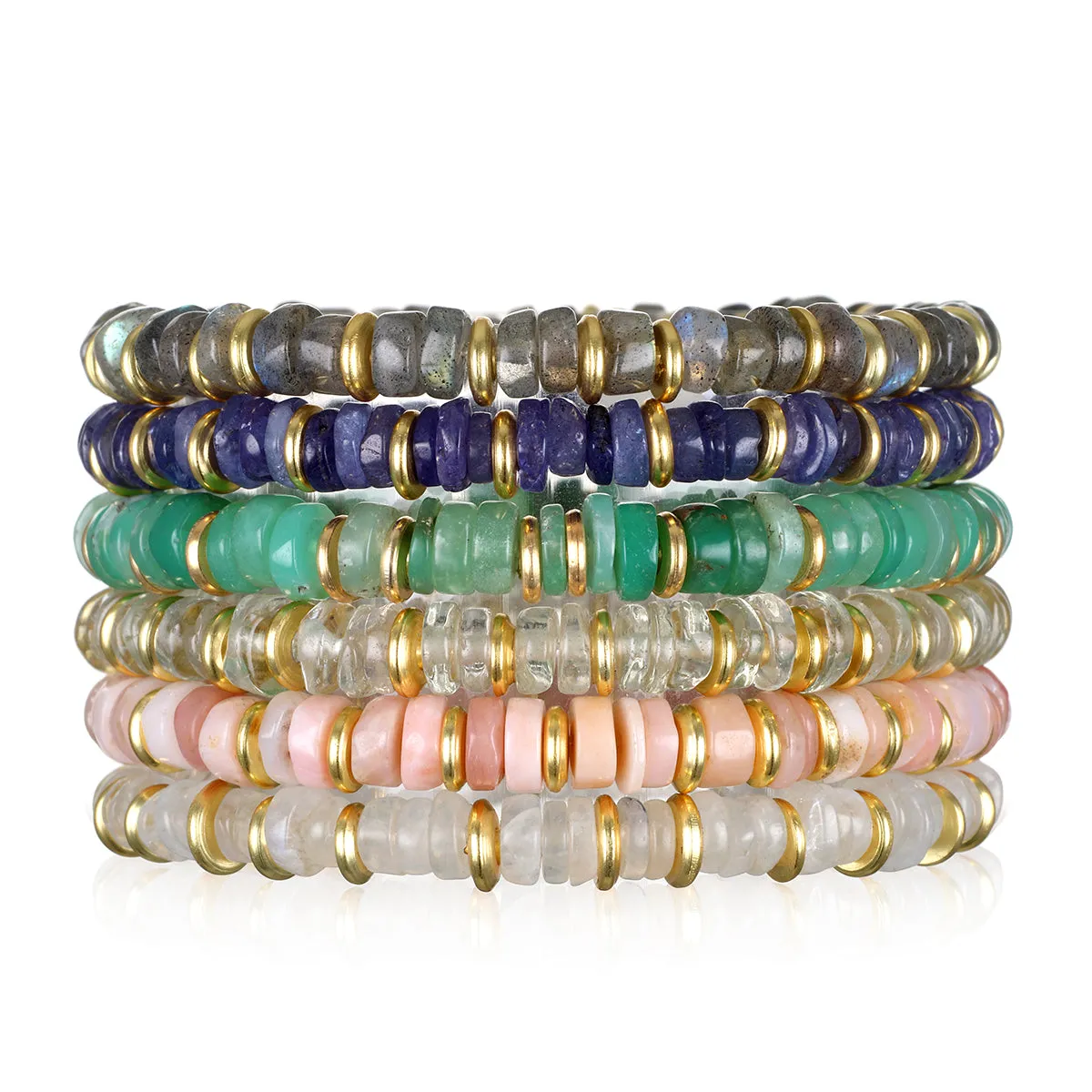 Heishi Charm Bracelet - Green Amethyst