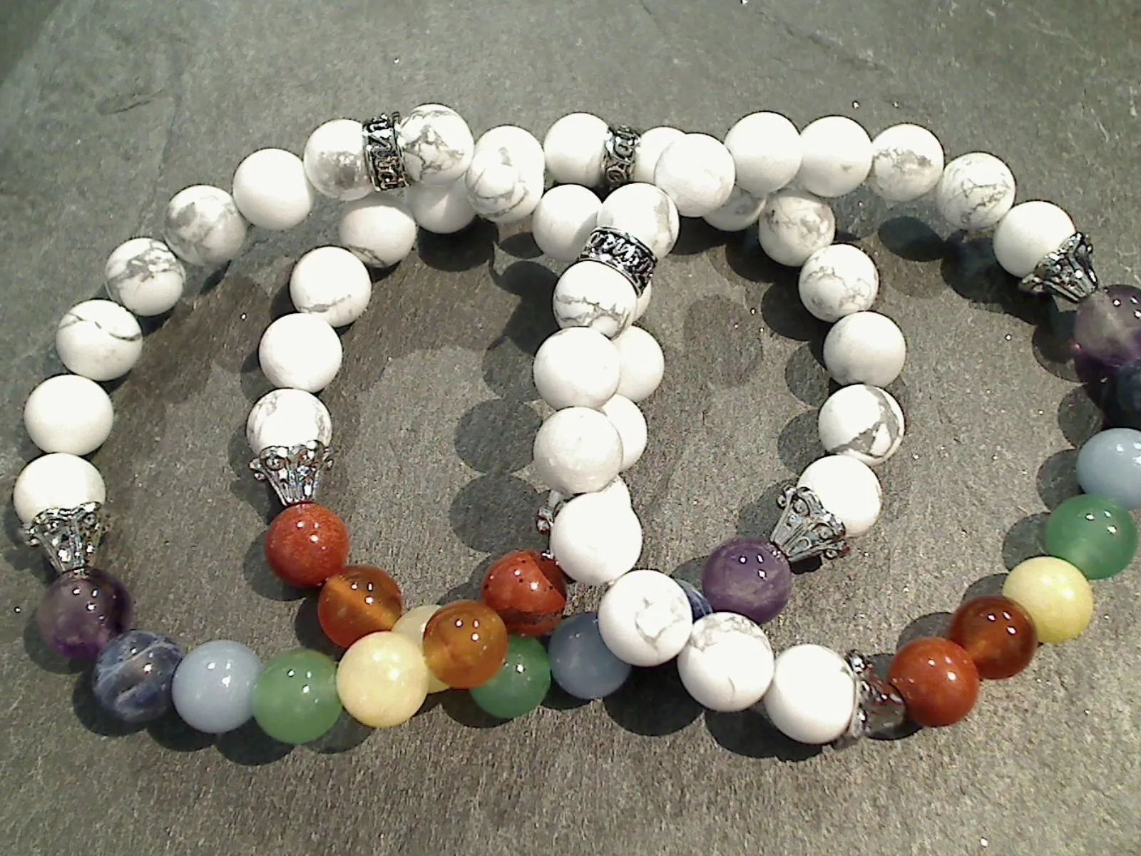 Howlite With Chakra Stones 8MM Stretch Bracelet
