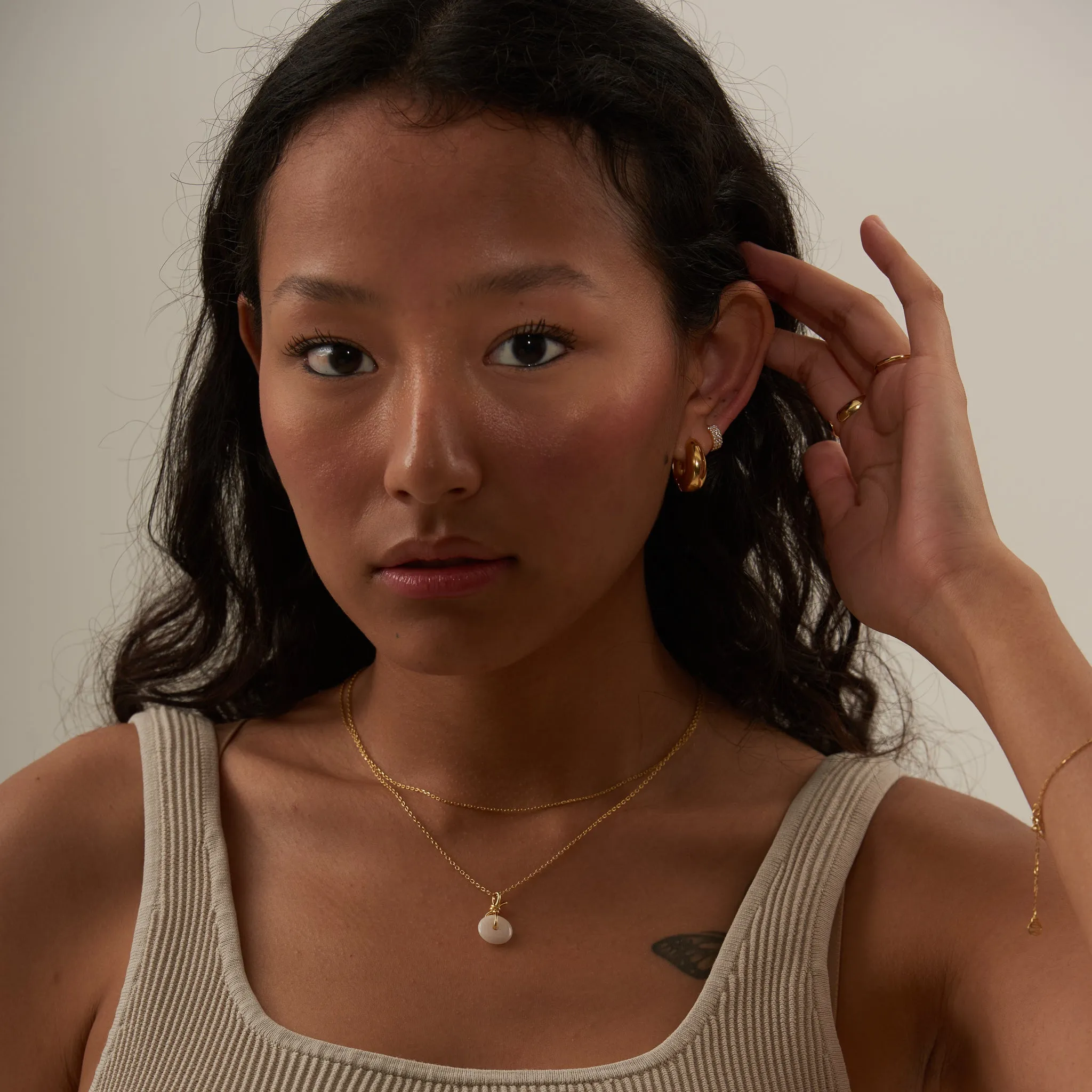 Knot Necklace with White Jade