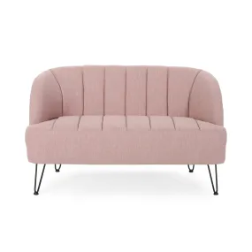 Kyra Modern Fabric Settee with Hairpin Legs