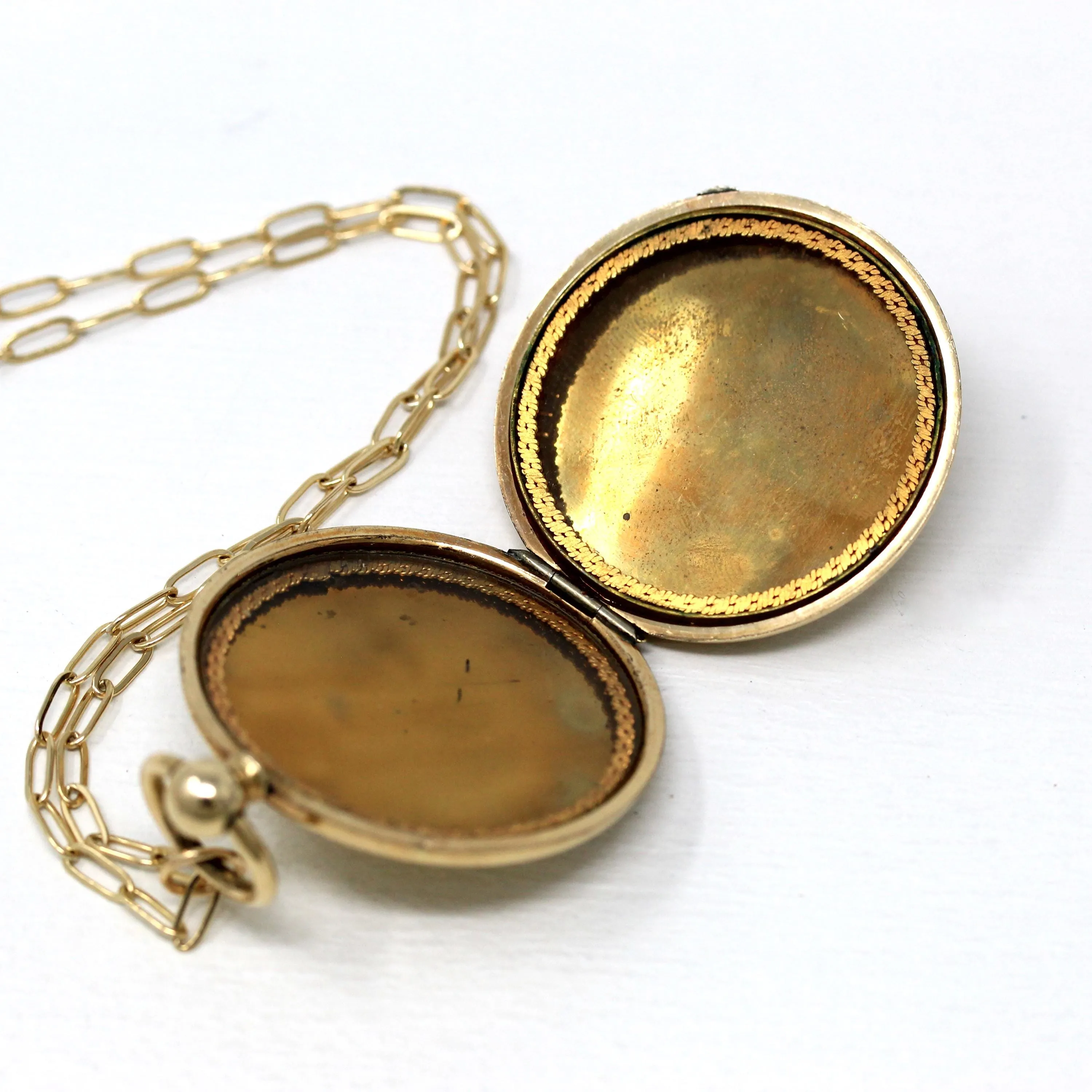 Large Antique Locket - Victorian Gold Filled Pocket Watch Engine Turned Pendant Necklace Fob - Circa 1890s Era Keepsake Photograph Jewelry
