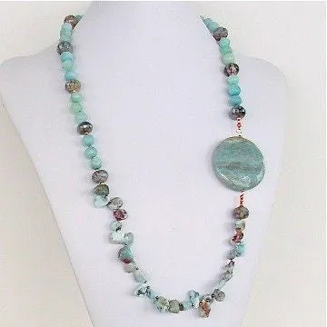 Over Easy: 29" Larimar Beads Necklace