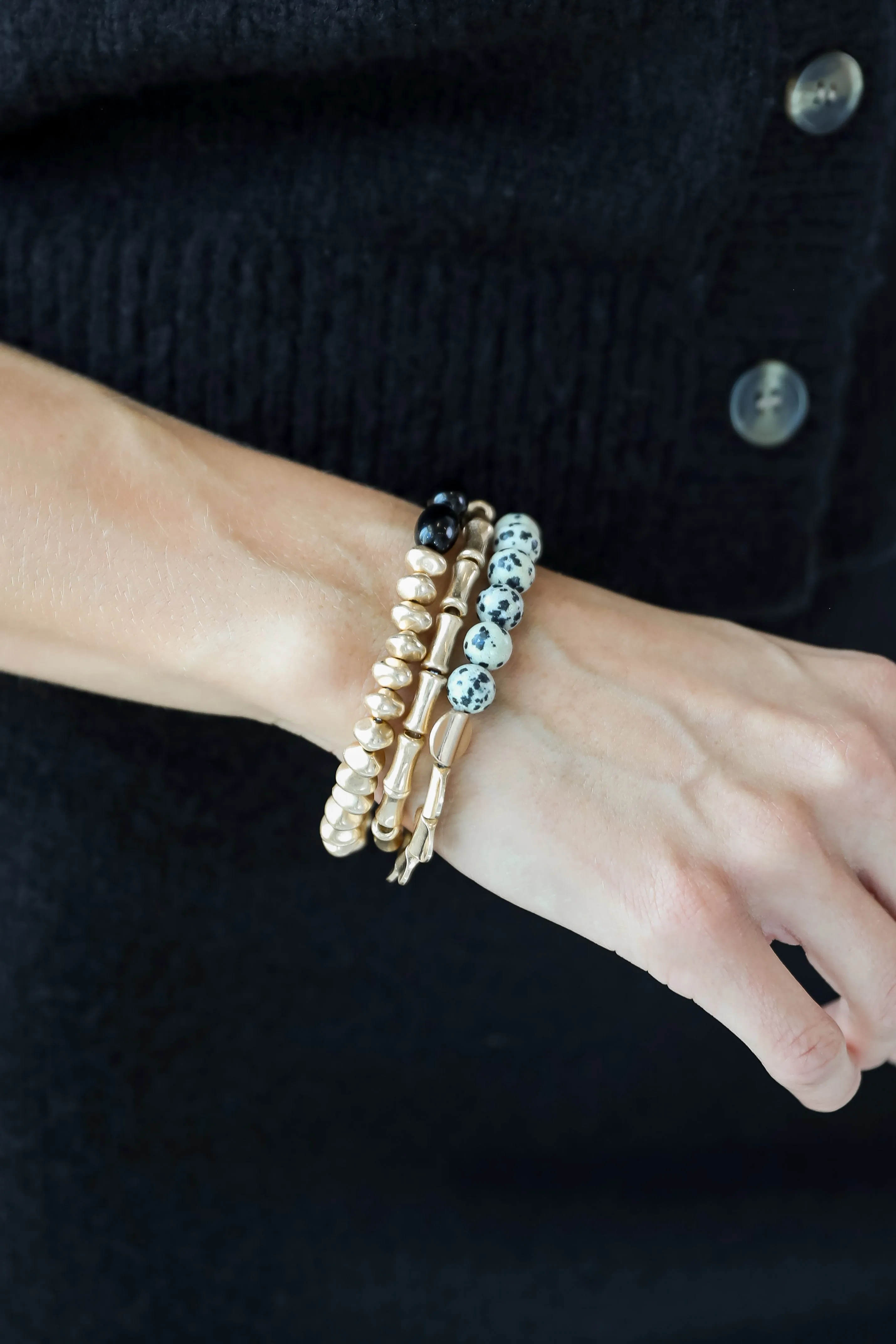 Reagan Gold Beaded Bracelet Set