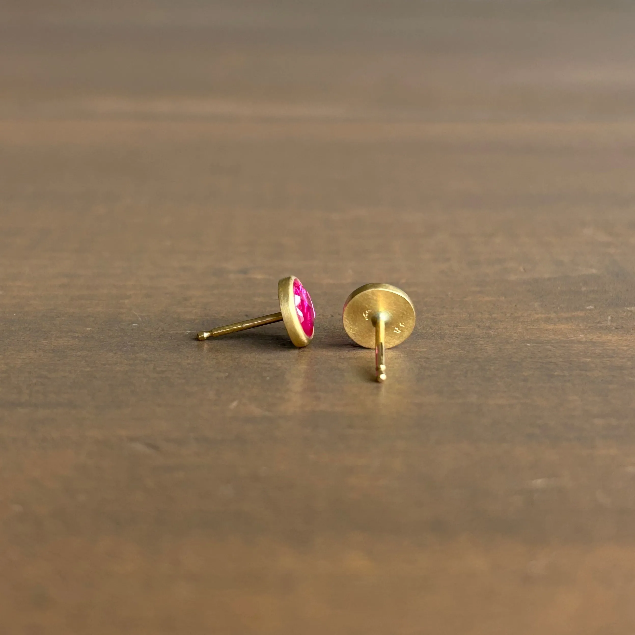 Round Ruby Stud Earrings
