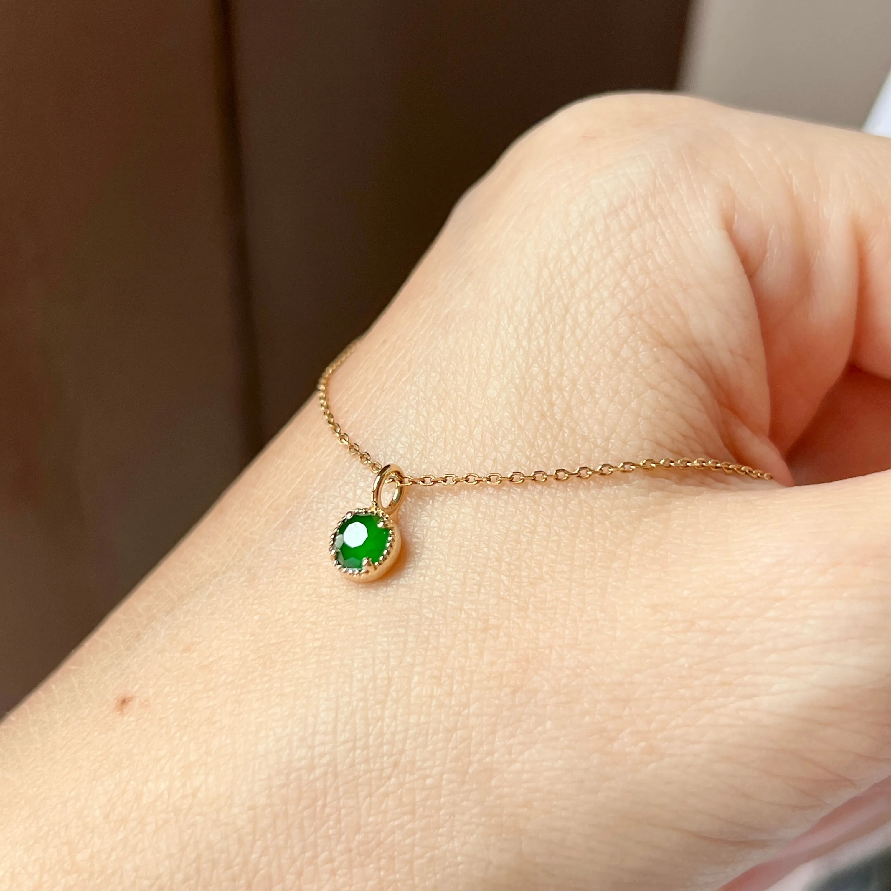 SOLD OUT: Icy A-Grade Imperial Green Jadeite Petite Dolly (Faceted) Pendant No.172188