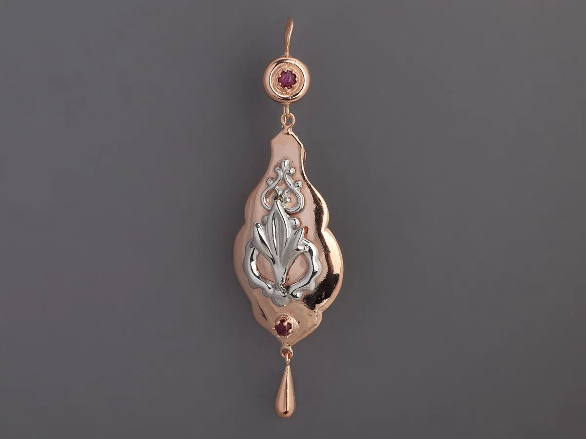 Tagliamonte Long Two-Tone Ruby Pierced Drop Earrings