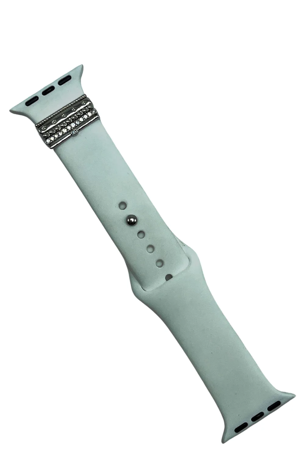 WATCH BAND WITH METAL ACCENTS | WHITE SILICONE