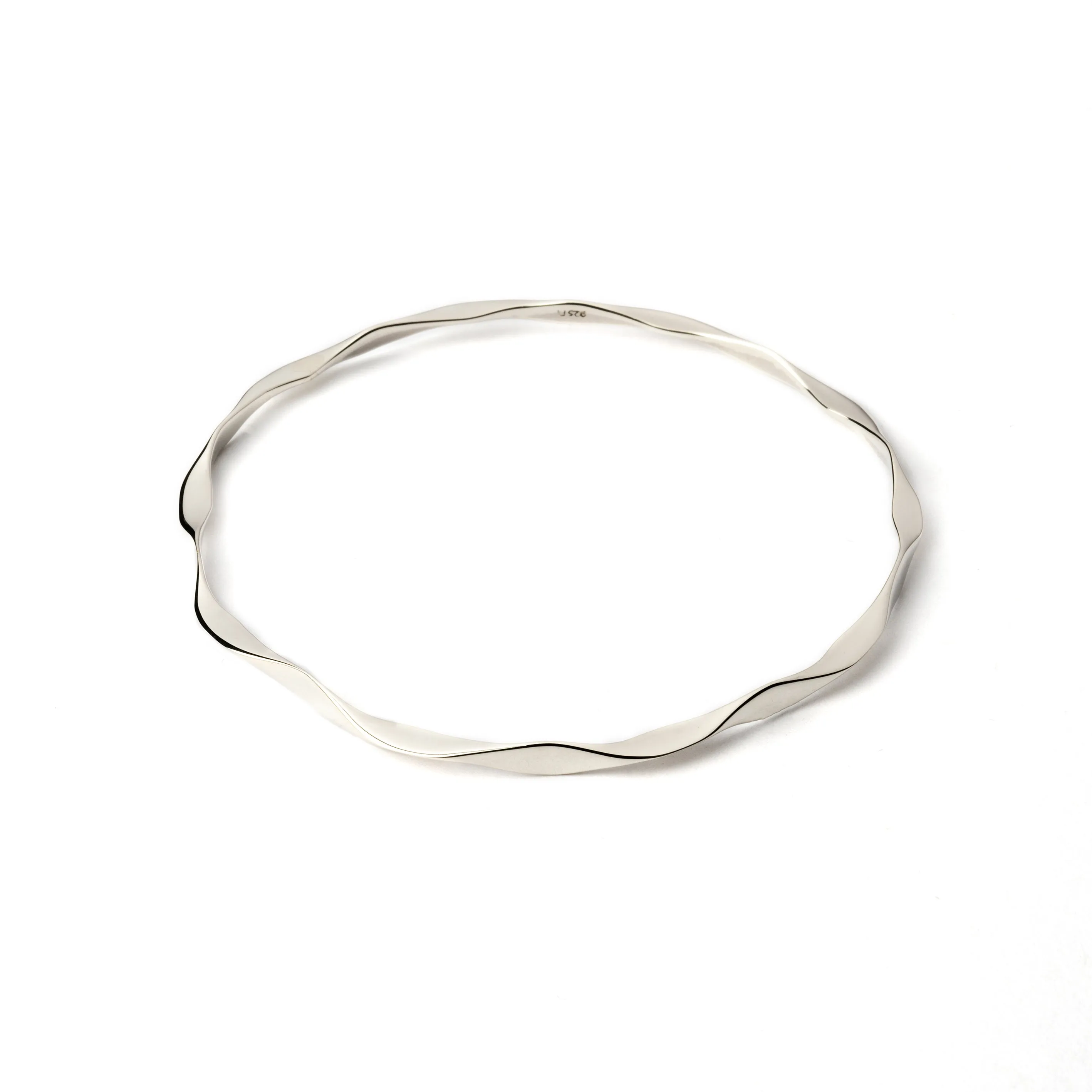 Wave silver bangle